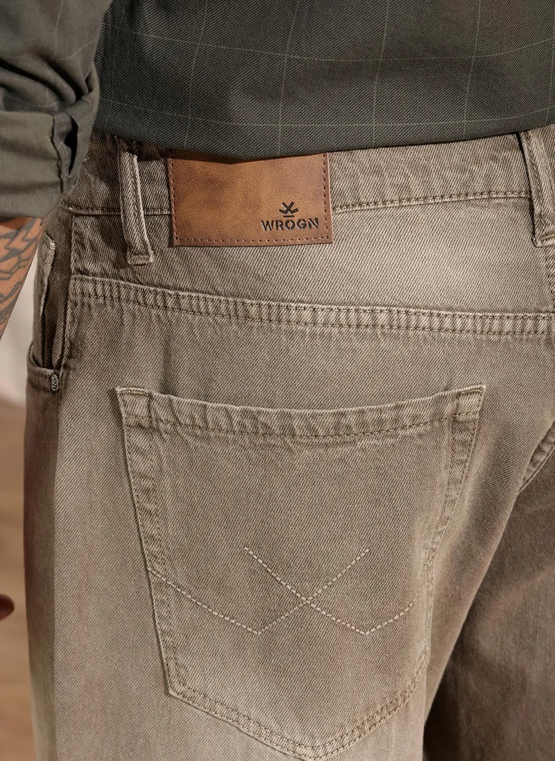 Wrogn  Solid Anti Fit Jeans  | Khaki for Men | Best Price UAE